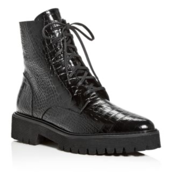 Freda Salvador Emi Embossed Leather Combat Boots - Picture 5 of 5